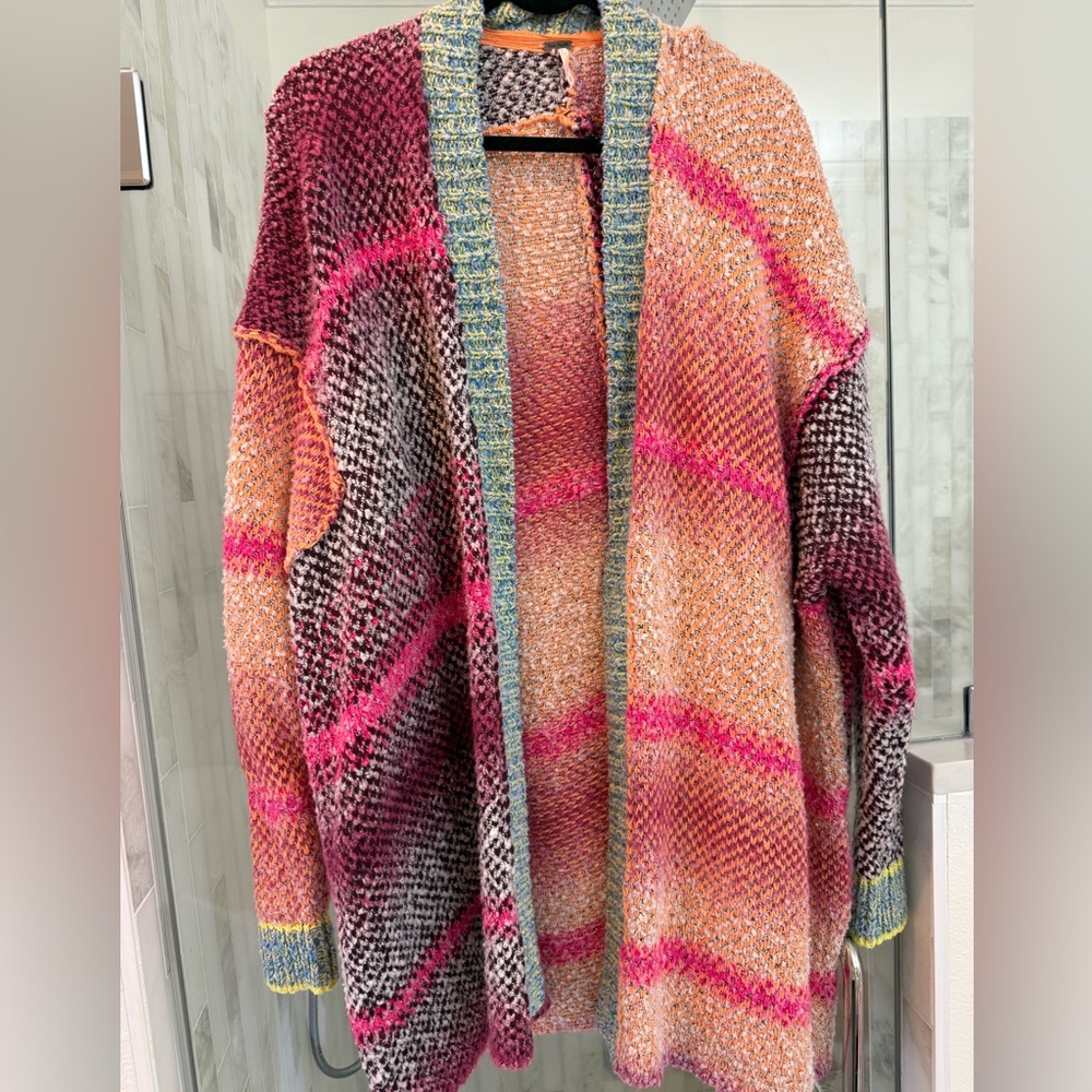 free people multi colored cardigan, like new condition. Size M
